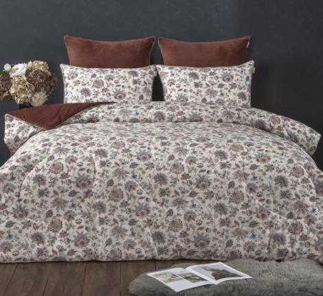 Постельное белье с одеялом "Kazanov.A." Турин (марсала кремовый) Велюр/Egypt Cotton, Евро