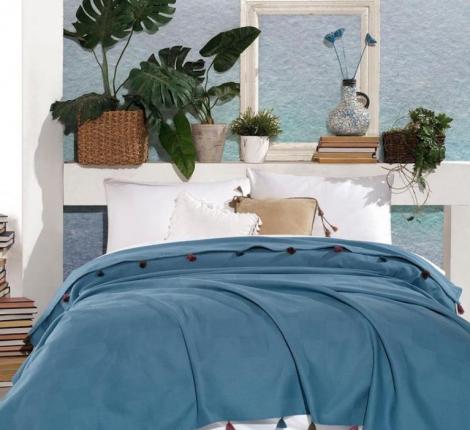 Покрывало вафельное "SAHESER" ZILLER голубой, 220х220