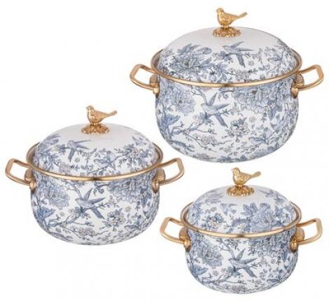 Набор эмалированных кастрюль с крышкой "ROYAL GARDEN" 950-778, 2,1/2,8/3,8 л