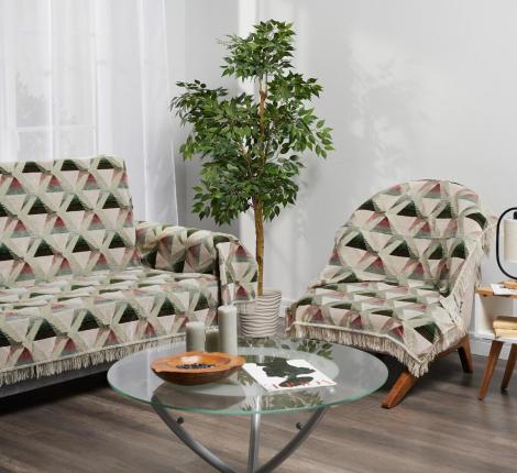 Комплект покрывал "Karteks" на диван 160х220 и два кресла 90х160 АБСТРАКЦИЯ, перламутровый