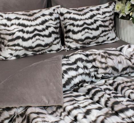 Постельное белье с одеялом "Kazanov.A." Бенгал (жемчуг трюфель) Велюр/Egypt Cotton, Семейный