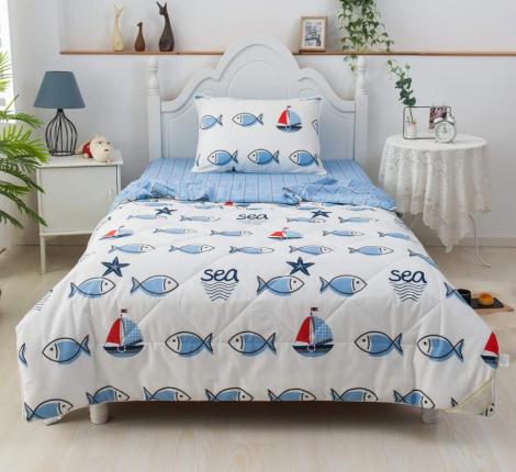 Постельное белье детское с одеялом &quot;Sofi de Marko&quot; Морские рыбки Сатин, 1,5 спальный