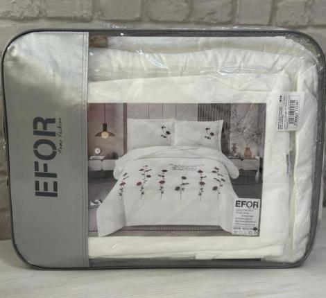 Постельное белье с одеялом EFOR SATEN "Эмилия №3 РОЗА BEYAZ", Евро
