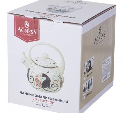 Чайник эмалированный со свистком "ПАРИЖСКИЕ КОТЫ", 2,2 л