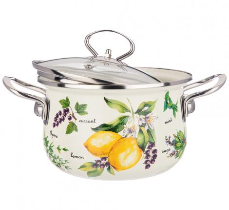 Кастрюля эмалированная с крышкой "СЕКРЕТНЫЕ ИНГРЕДИЕНТЫ", 2,0 л