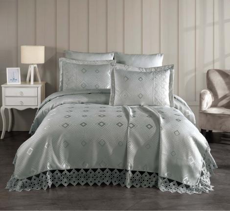 Гобеленовое покрывало "DO&CO" с гипюром  240х260 (50x70-2 шт.) IPEK, серый