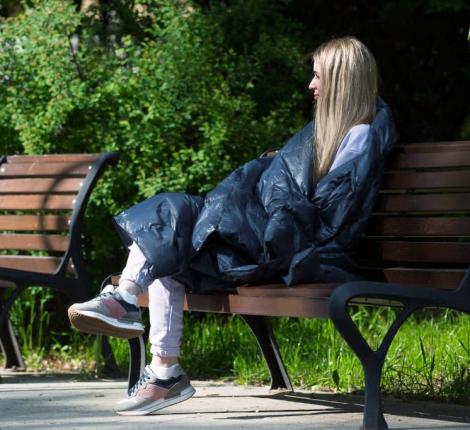 Дорожный плед пуховый "TRAVEL PLAID GRASS INDIGO", 140х200