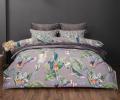 Постельное бельё с одеялом "Kazanov.A." Колибри Каллиопа (графит пепел) Велюр/Egypt Cotton, 1,5 спальный