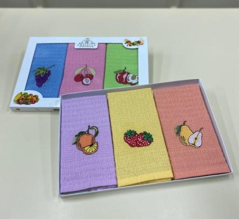 Набор вафельных салфеток "AMBIELLA" ФРУКТЫ, 40х60-3 шт.