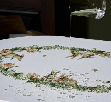 Скатерть овальная с пропиткой LEFARD "SENSE" 160х220 см, зелёный