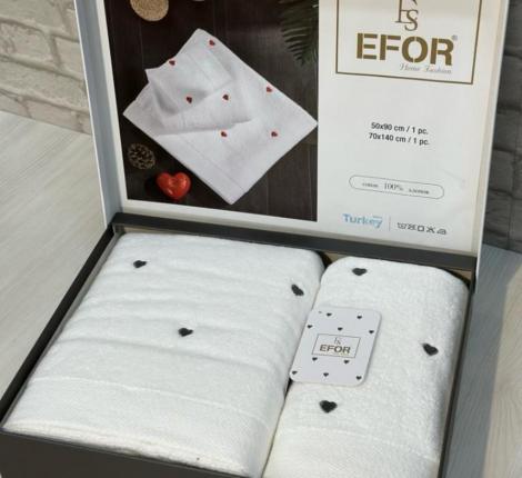 Набор полотенец EFOR "Сердце" (50*90; 70*140), белый-серый