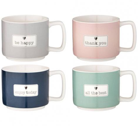 Набор кружек 4 штуки на металлической подставке "BREAK TIME", 350 мл