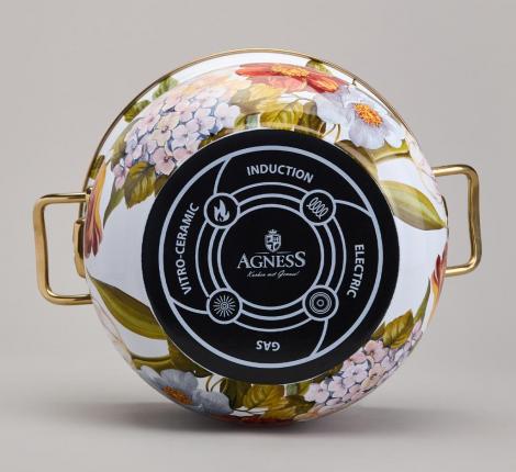 Кастрюля эмалированная с крышкой AGNESS "ФЛАНДРИЯ", 2,8 л