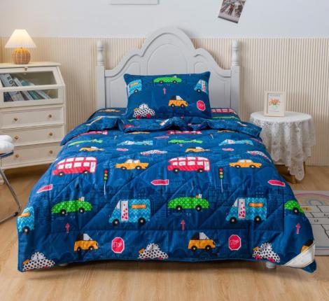 Постельное белье с одеялом детское "Sofi de Marko" Трафик (синий) Сатин, 1,5 спальный
