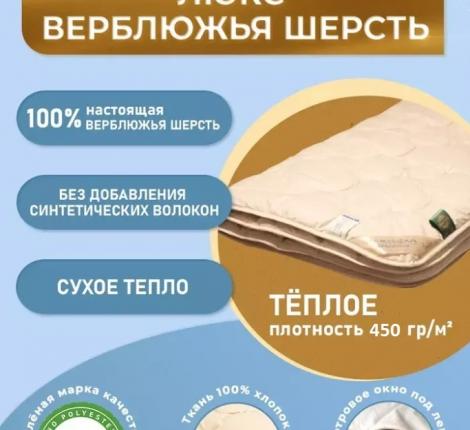 Одеяло всесезонное ВЕРБЛЮЖКА Люкс, 200х220