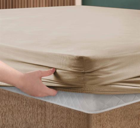 Простынь сатин "DO&CO" на резинке 180х200+30 см SOFT, молочный