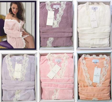 Халат женский махровый Maison D'or "MARVEL" пыльная роза, XL(50)-XXL(52)