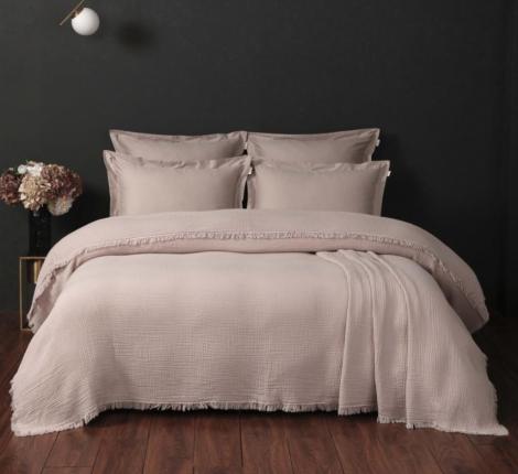 Постельное белье с покрывалом "Kazanov.A." Stonewash Muslin (латте) Муслин, Семейный