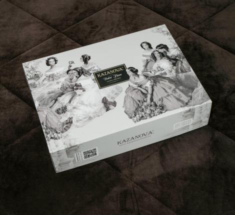 Постельное белье с одеялом "Kazanov.A." Линари (трюфель жемчуг) Велюр/Egypt Cotton,  Евро