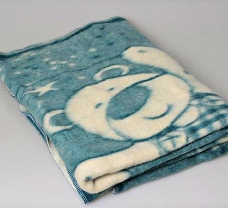 Одеяло шерстяное бирюза (детское), 100x140