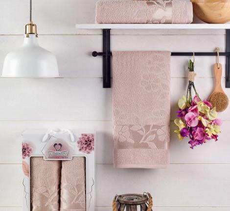 Комплект махровых полотенец "TWO DOLPHINS" (50x90/70х140) 2 шт.ERIN, бежевый