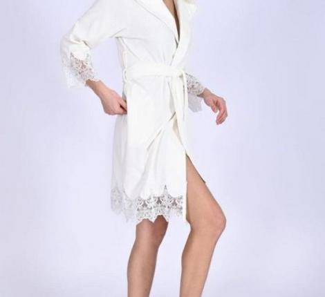 Халат женский "NUSA" Niki Kadife 0483 кремовый, L/XL