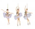 Ёлочная игрушка 3 шт. "БАЛЕРИНА" (белый/шампань) с жемчугом, высота 18 см