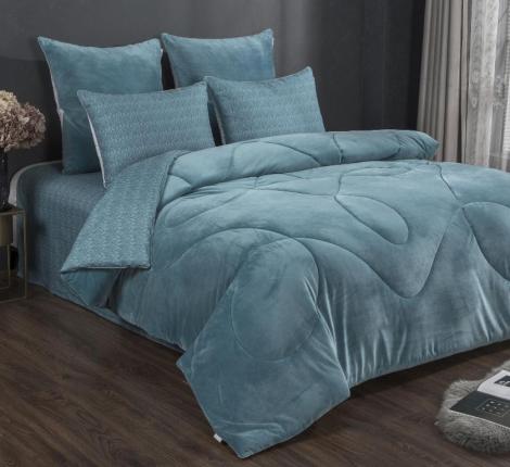 Постельное белье с одеялом "Kazanov.A." Луис (бирюза жемчуг) Велюр/Egypt Cotton, Евро