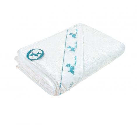 Полотенце с капюшоном BOVI "СОБАЧКИ" 100х100, белый/голубой