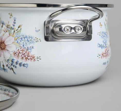 Набор эмалированных кастрюль с крышкой "ДВОРЦОВЫЙ ПАРК", на 6 предметов