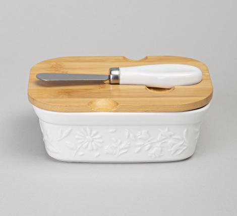 Маслёнка с ножом "FLOWERS STORY", 15*11*6 см