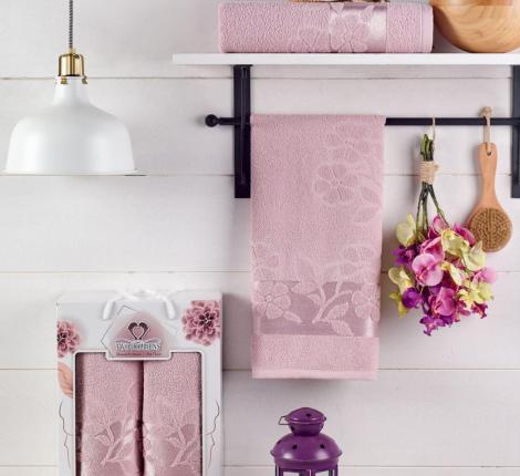 Комплект махровых полотенец "TWO DOLPHINS" (50x90/70х140) 2 шт.ERIN, светло-розовый