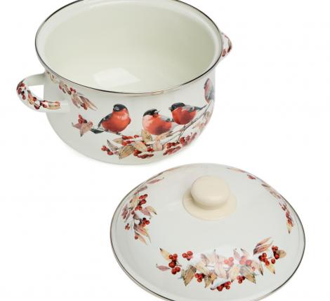 Кастрюля эмалированная с крышкой "СНЕГИРИ" 934-748, 3,6 л