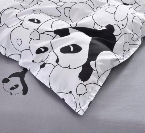 Постельное белье "Sofi de Marko" Панда (белый) Сатин, Евро