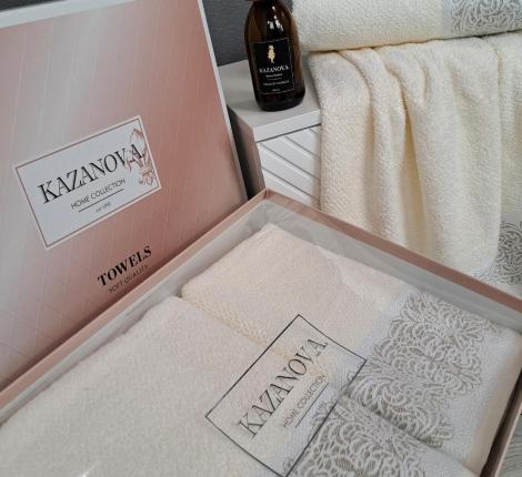 Комплект махровых полотенец "Kazanov.A." Dolce (молоко), 50х90+70х140