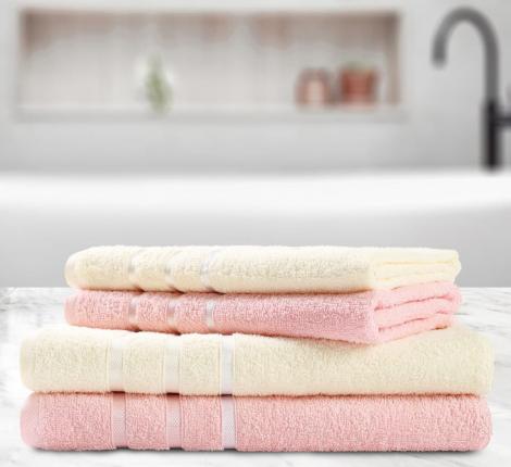 Набор полотенец AKAY "GRACY" 4 шт. (50*80-2, 70*130-2), розовый-кремовый