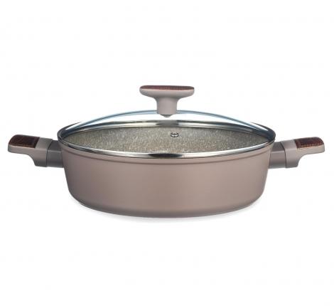 Сотейник с крышкой "AGNESS" 902-115 с антипригарным покрытием PFLUON MARBLE, 26*7,5 см