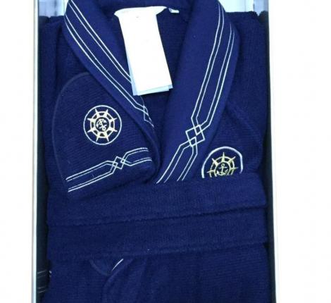 Халат мужской махровый Maison D'or "ELEGANZE MARINE" синий, M(46)/L(48)