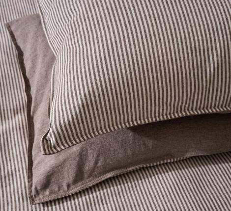 Постельное бельё Luxberry "ЛЁН И ХЛОПОК" Евро, белый/коричневая полоса