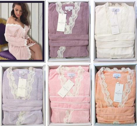 Халат женский махровый Maison D'or "MARVEL" сиреневый, XL(50)-XXL(52)