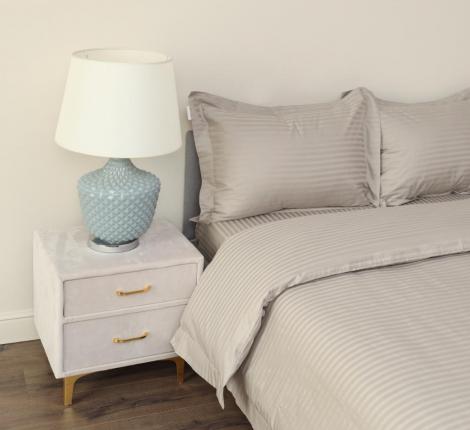 Постельное белье "Sofi de Marko" Моне (бежевый) Страйп Сатин, Евро