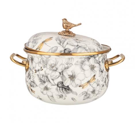 Кастрюля эмалированная с крышкой "ЯБЛОНЕВЫЙ САД", 2,8 л