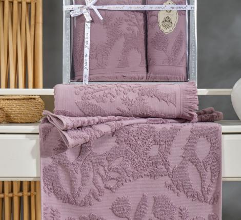 Комплект махровых полотенец с бахромой "PHILIPPUS" (50x90/70х140) 2 шт. BELEK, баклажан