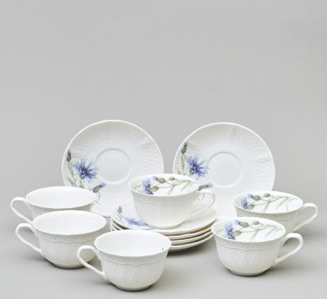 Чайный набор "ВАСИЛЬКИ" 760-827 на 6 персон, 12 предметов (250 мл)