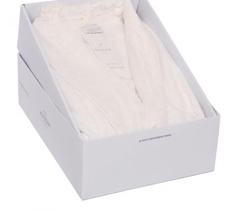 Халат женский махровый с кружевом Maison D'or "LAURETTE" (кремовый), XXXL(54)-XXXXL(56)