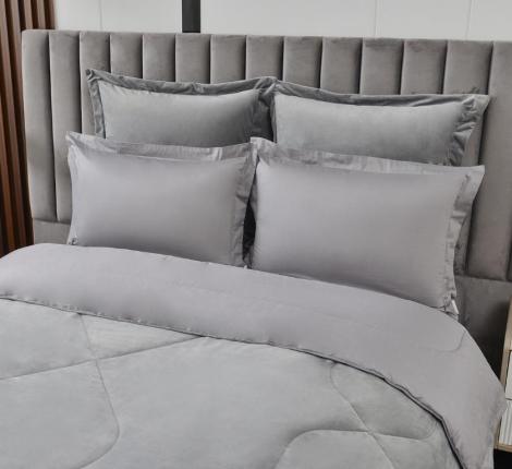 Постельное белье с одеялом "Sofi de Marko" Энрике (серый-м) Велюр, Семейный