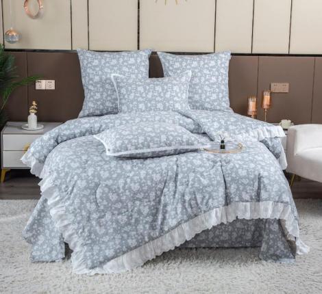 Постельное бельё с одеялом "Kazanov.A." Айрис (серебро жемчуг) Сатин, Евро