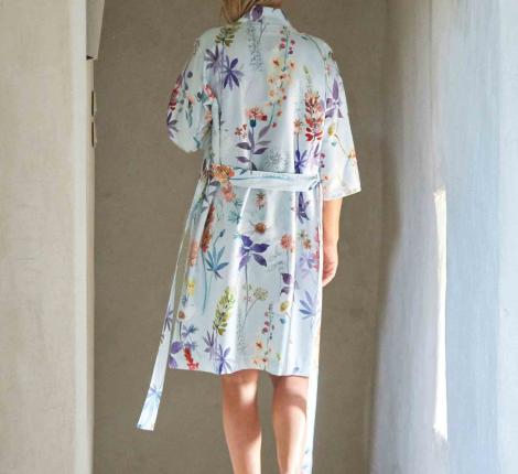Халат короткий "Blanc des Vosges" FLORILEGE BOIS DE ROSE сатин, S