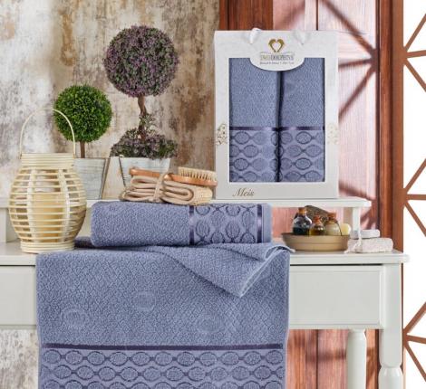 Комплект махровых полотенец "TWO DOLPHINS" (50x90/70х140) 2 шт. MEIS, голубой