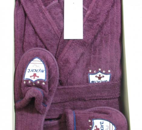 Халат мужской махровый с капюшоном Maison D'or "RODOLPHE" фиолетовый, M(46)/L(48)